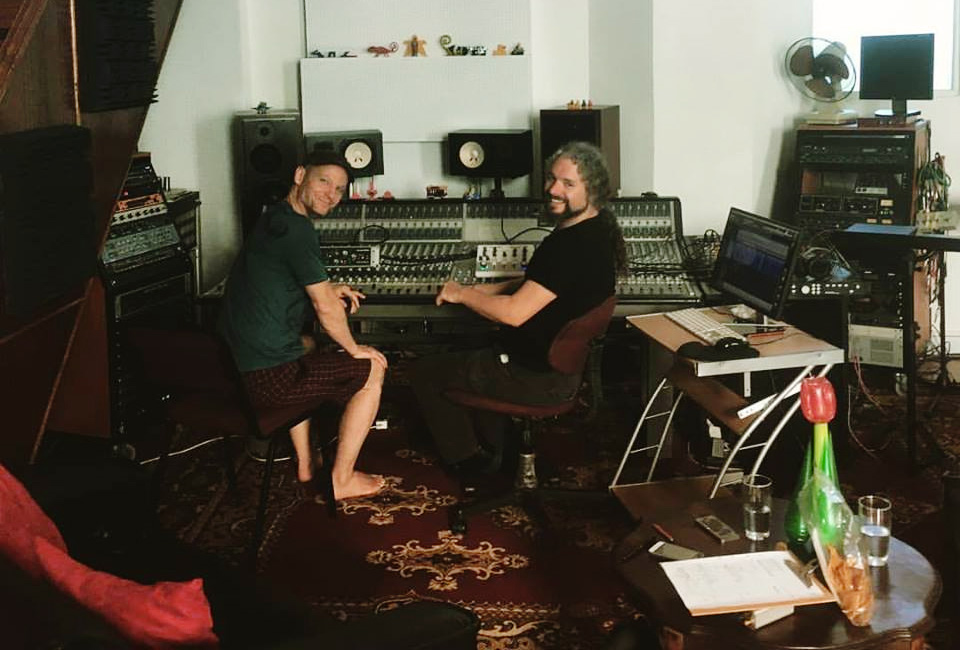 Simon Ratcliffe in studio with recording artist